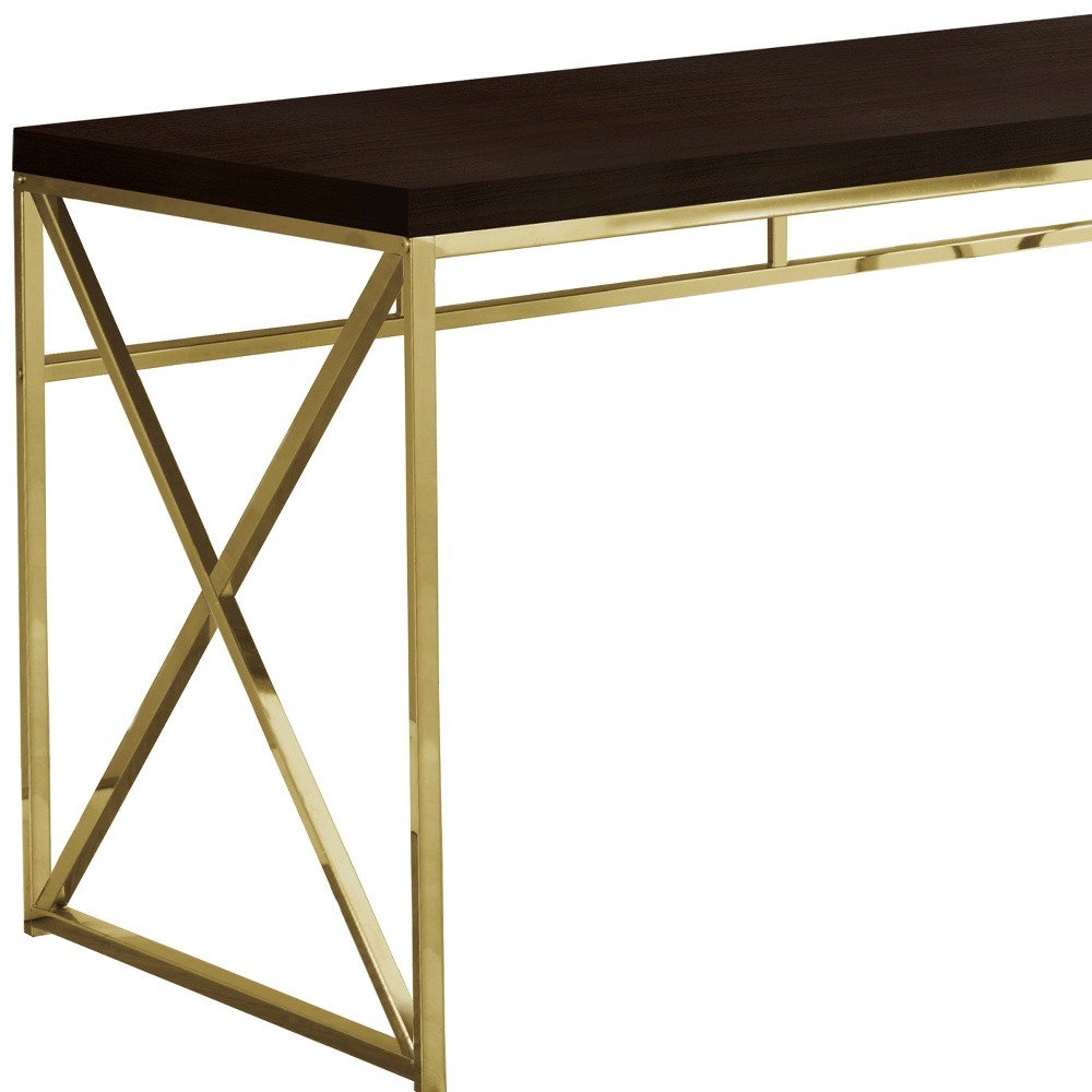 47" Espresso and Gold Writing Desk HomeRoots
