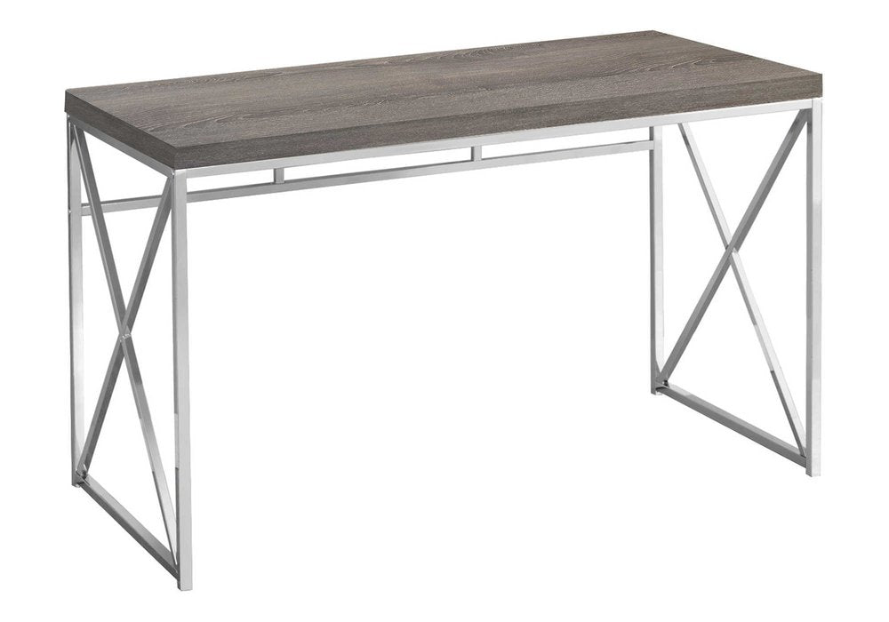 47" Taupe and Silver Computer Desk HomeRoots