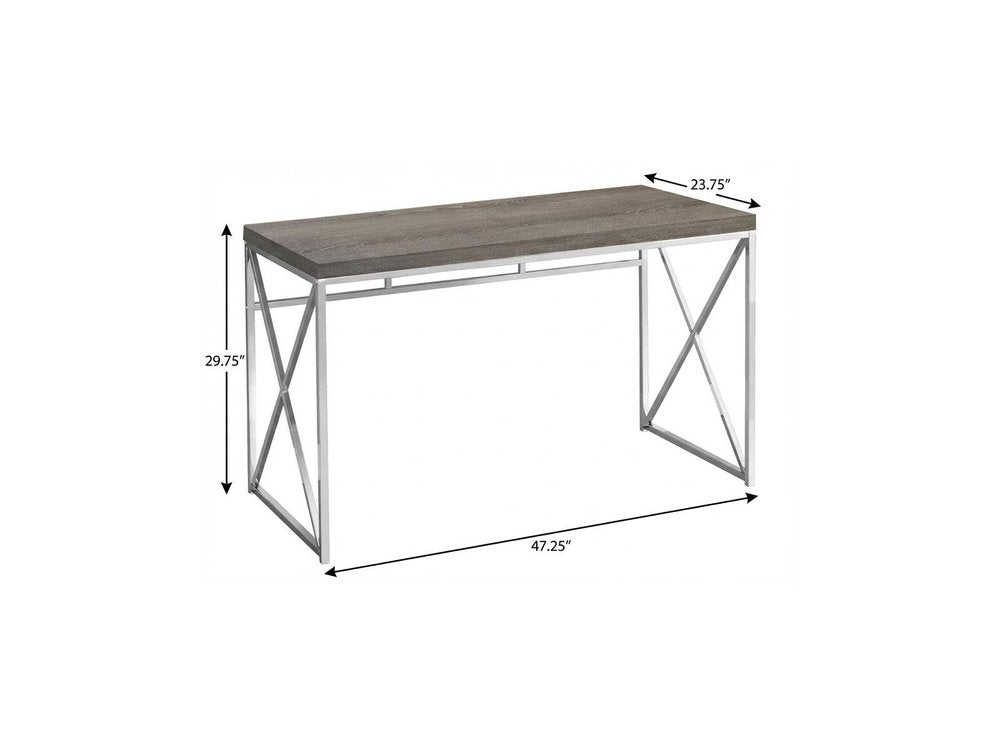 47" Taupe and Silver Computer Desk HomeRoots