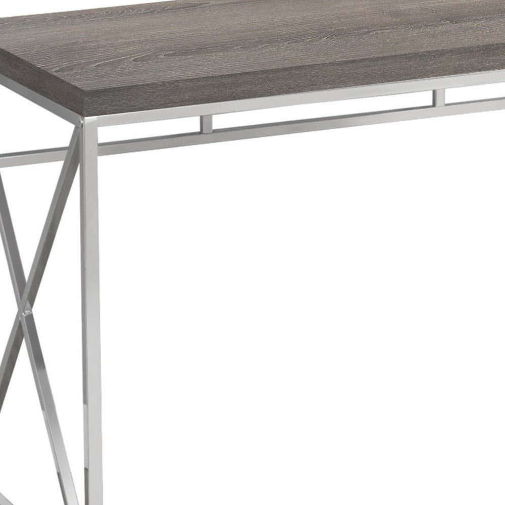 47" Taupe and Silver Computer Desk HomeRoots