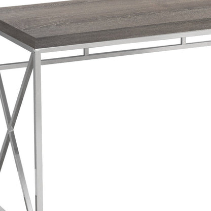 47" Taupe and Silver Computer Desk HomeRoots