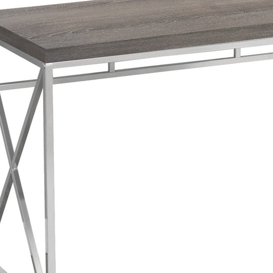 47" Taupe and Silver Computer Desk HomeRoots