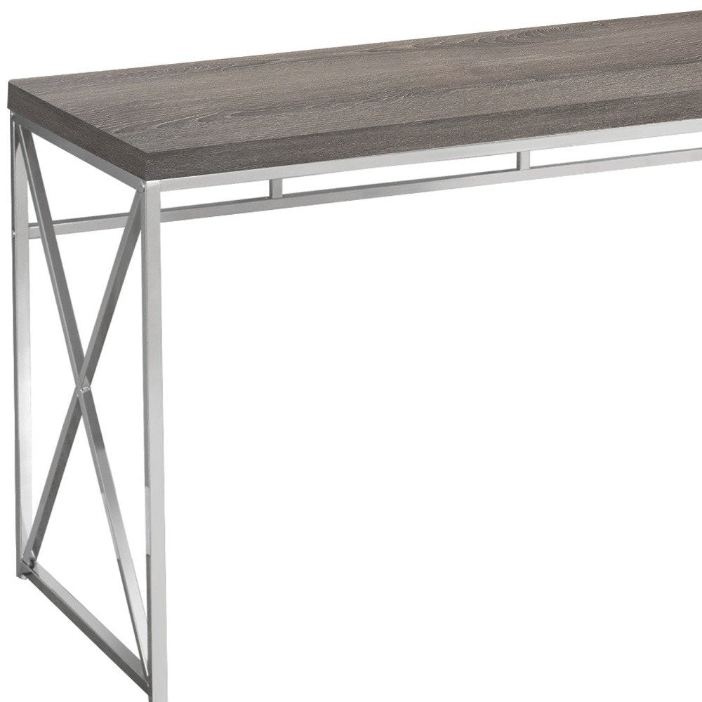 47" Taupe and Silver Computer Desk HomeRoots