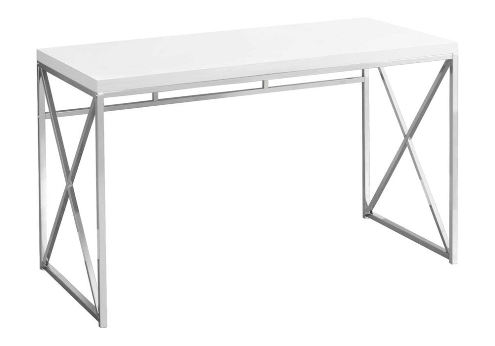 47" White and Silver Computer Desk HomeRoots