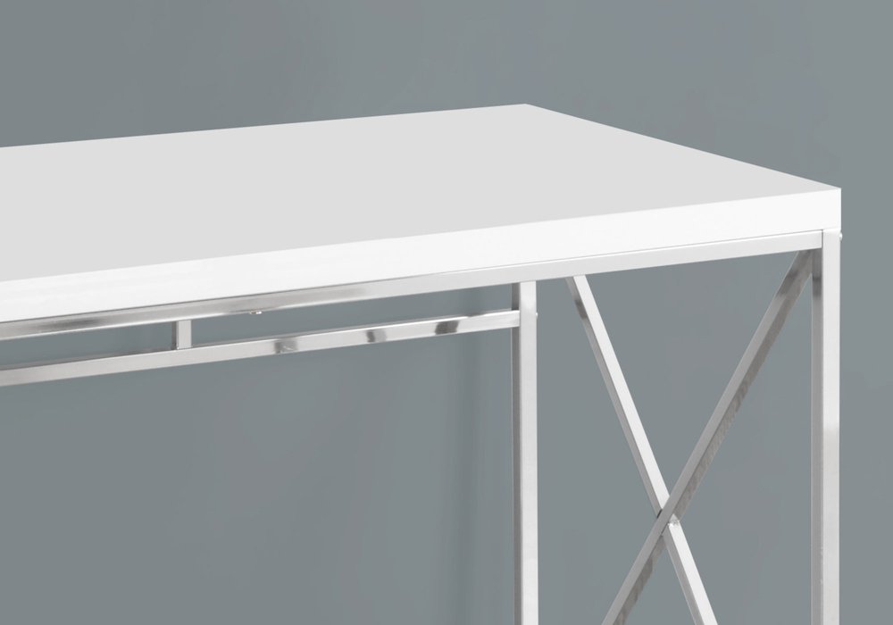 47" White and Silver Computer Desk HomeRoots