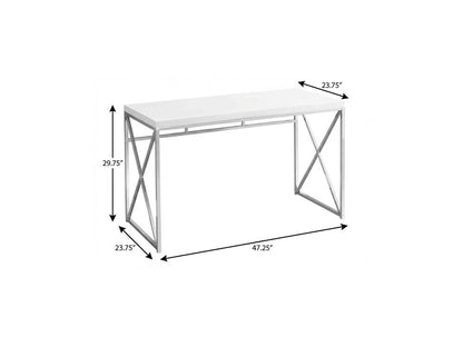 47" White and Silver Computer Desk HomeRoots