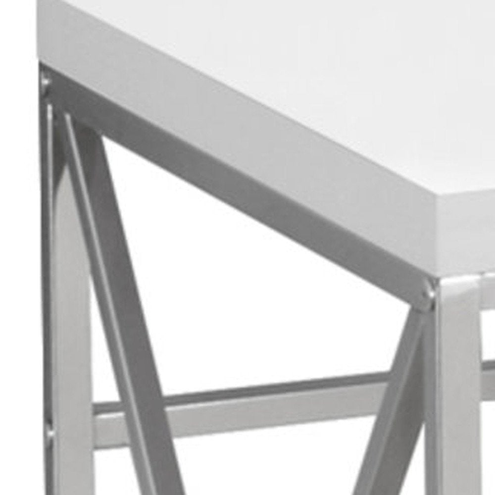 47" White and Silver Computer Desk HomeRoots