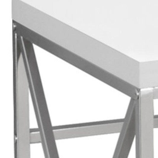 47" White and Silver Computer Desk HomeRoots