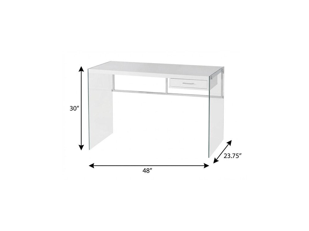 48" White and Clear Computer Desk HomeRoots