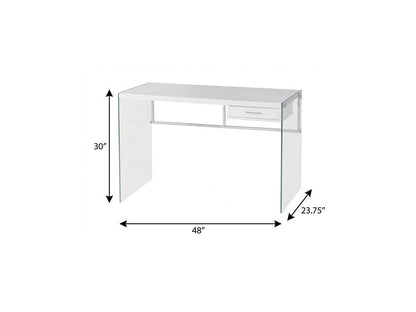 48" White and Clear Computer Desk HomeRoots