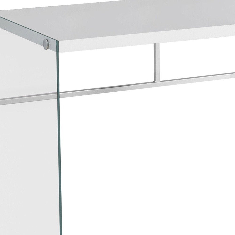 48" White and Clear Computer Desk HomeRoots