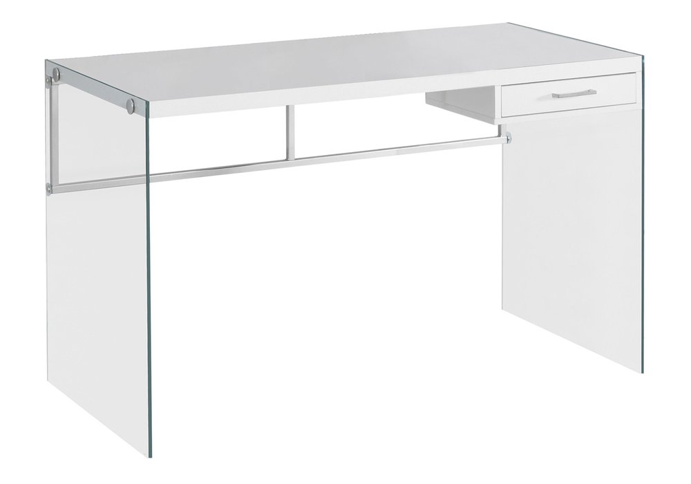 48" White and Clear Computer Desk HomeRoots