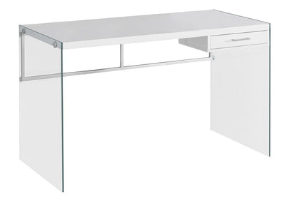 48" White and Clear Computer Desk HomeRoots