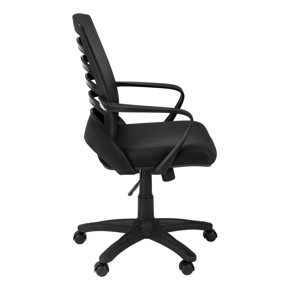 Black Polyester Seat Swivel Adjustable Task Chair Mesh Back Plastic Frame HomeRoots