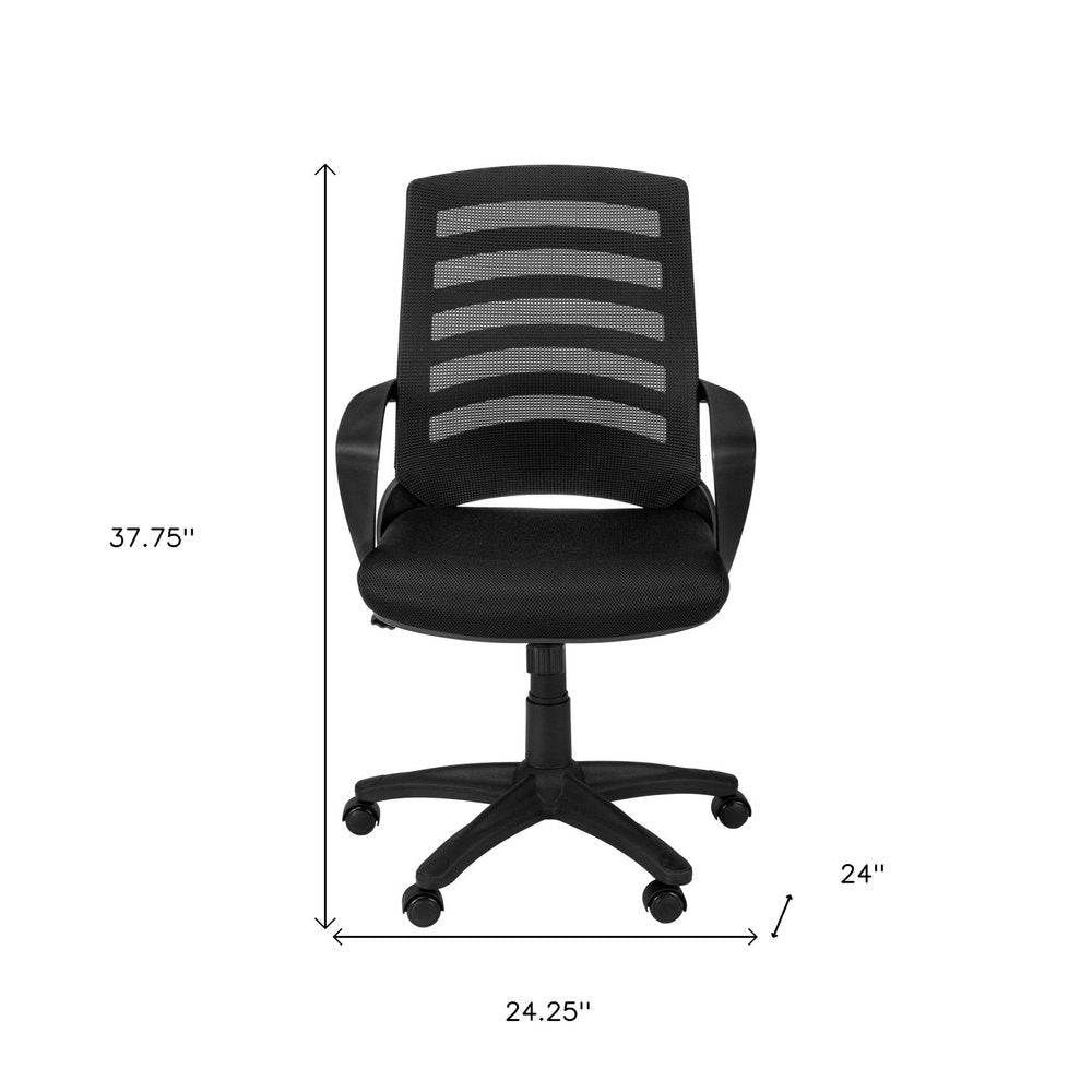 Black Polyester Seat Swivel Adjustable Task Chair Mesh Back Plastic Frame HomeRoots
