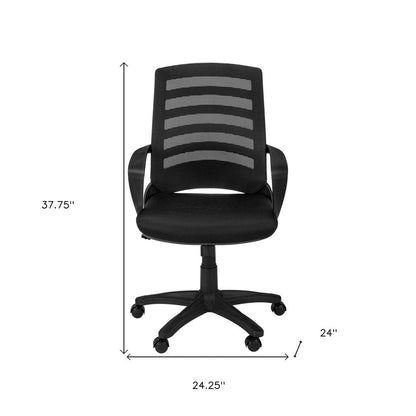 Black Polyester Seat Swivel Adjustable Task Chair Mesh Back Plastic Frame HomeRoots