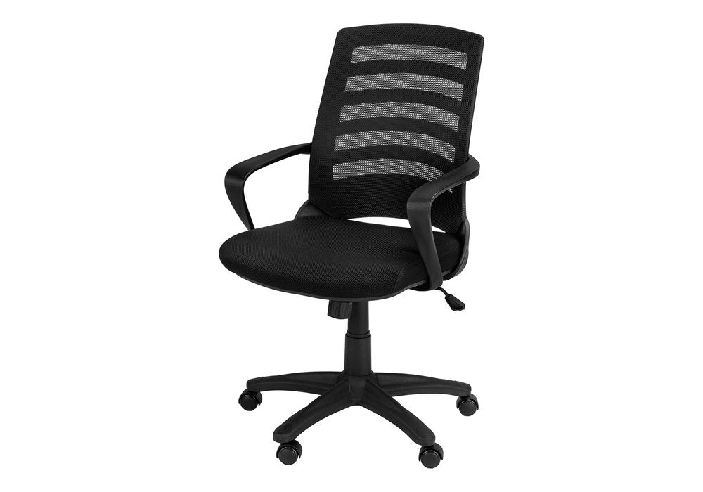 Black Polyester Seat Swivel Adjustable Task Chair Mesh Back Plastic Frame HomeRoots
