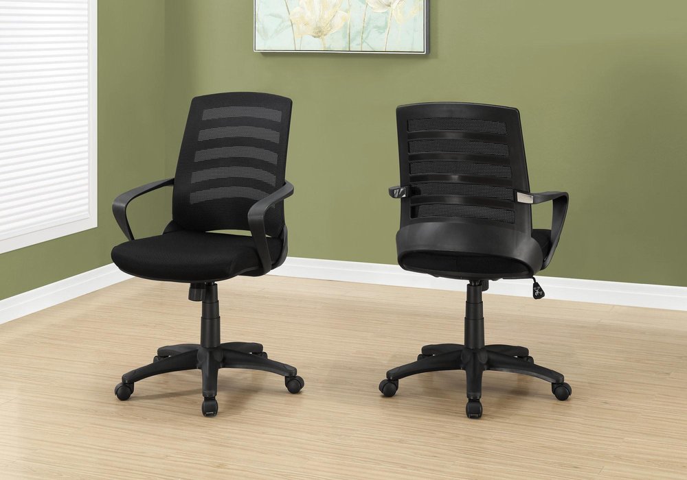 Black Adjustable Height Swivel Rolling Office Chair HomeRoots