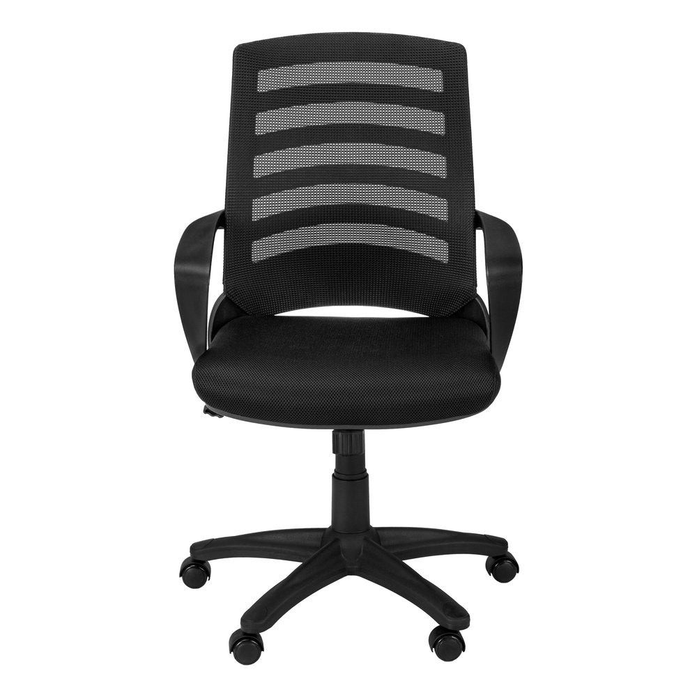 Black Polyester Seat Swivel Adjustable Task Chair Mesh Back Plastic Frame HomeRoots