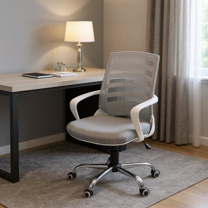 Black Polyester Seat Swivel Adjustable Task Chair Mesh Back Plastic Frame HomeRoots