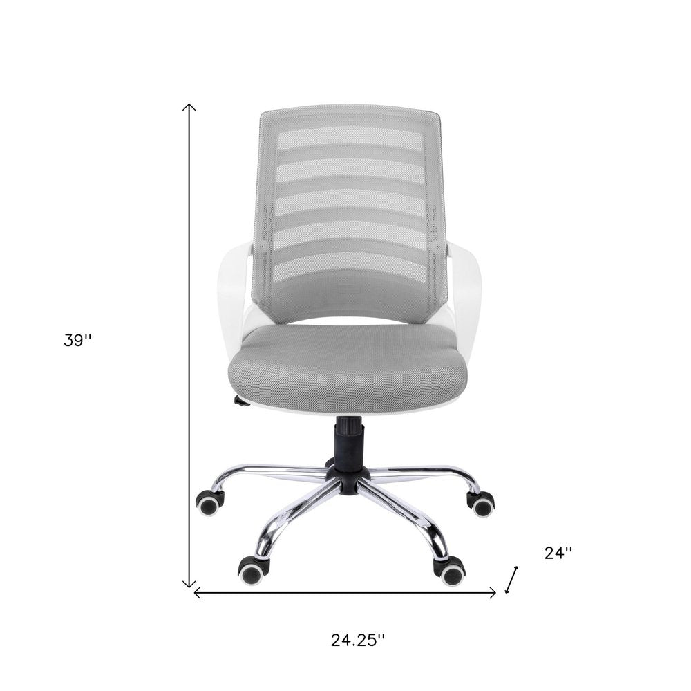 Black Polyester Seat Swivel Adjustable Task Chair Mesh Back Plastic Frame HomeRoots