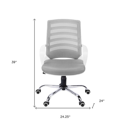 Black Polyester Seat Swivel Adjustable Task Chair Mesh Back Plastic Frame HomeRoots