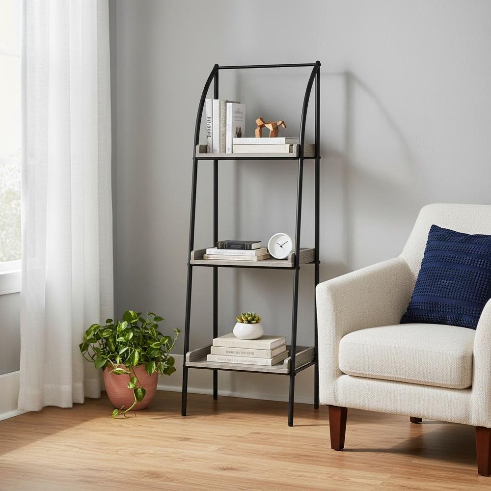 48" Taupe Metal Etagere Bookcase HomeRoots