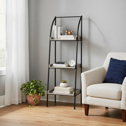 48" Taupe Metal Etagere Bookcase HomeRoots