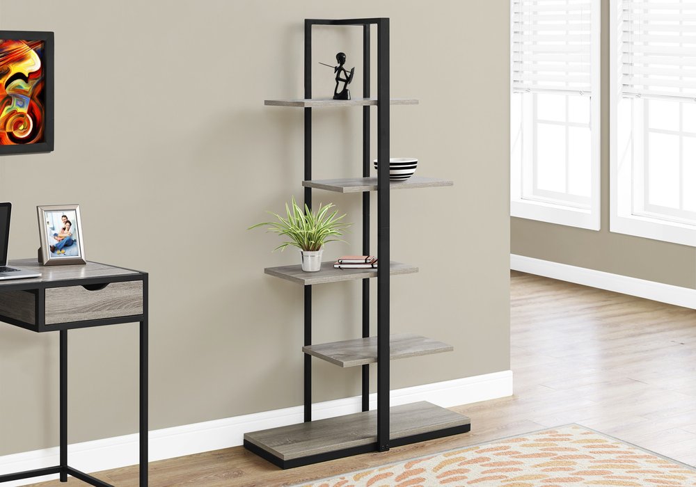 Taupe Metal Five Tier Etagere Bookcase HomeRoots
