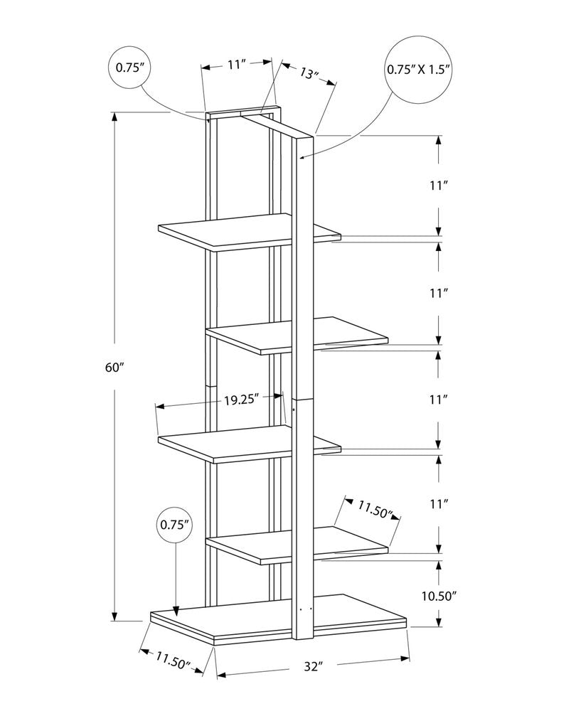 Taupe Metal Five Tier Etagere Bookcase HomeRoots