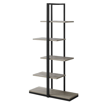 Taupe Metal Five Tier Etagere Bookcase