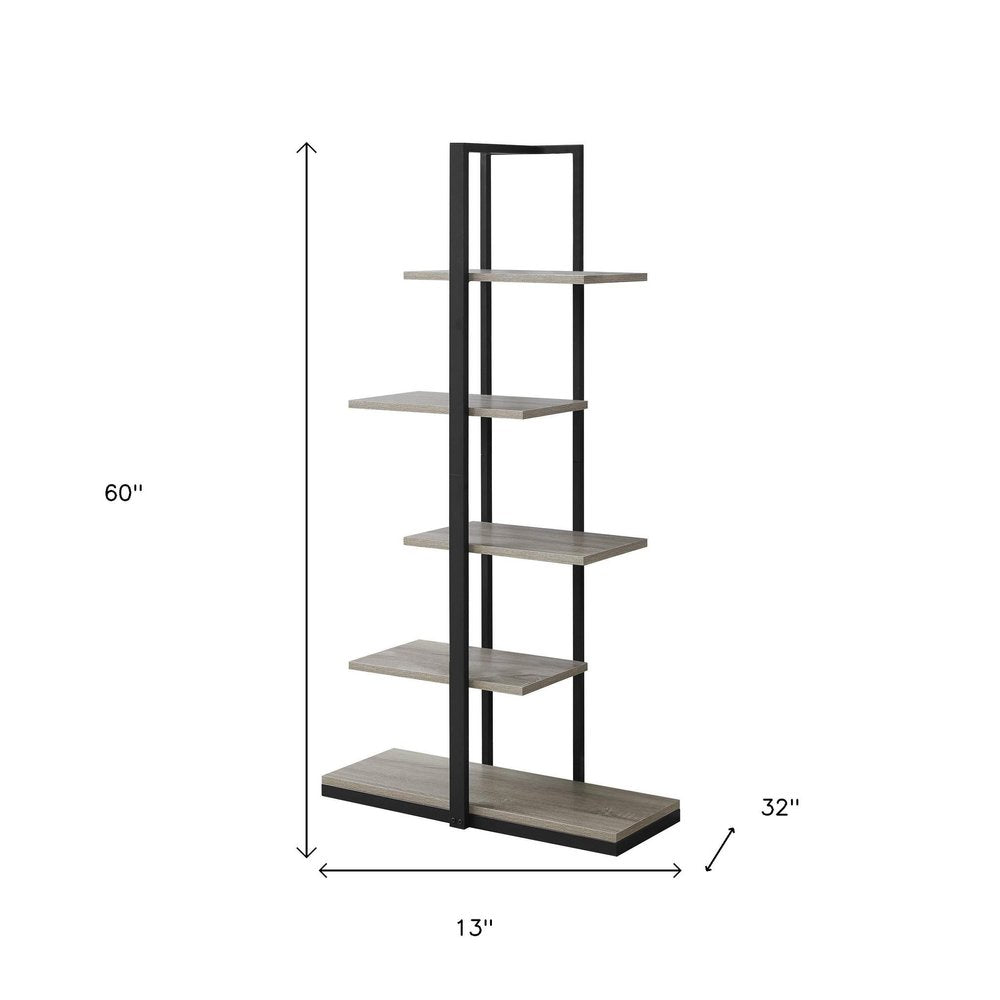 Taupe Metal Five Tier Etagere Bookcase HomeRoots