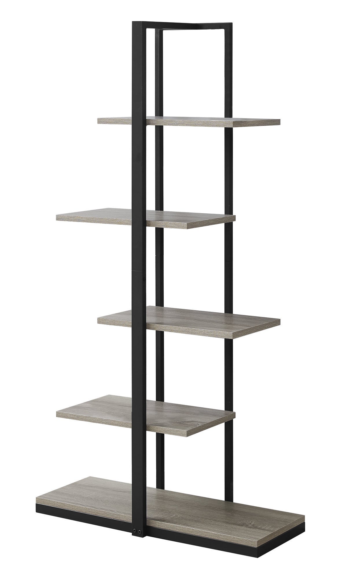 Taupe Metal Five Tier Etagere Bookcase