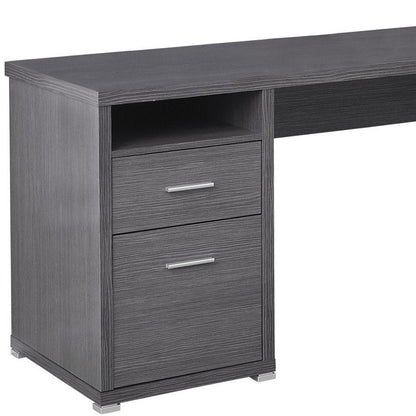 79" Gray and Silver L Shape Computer Desk With Two Drawers HomeRoots