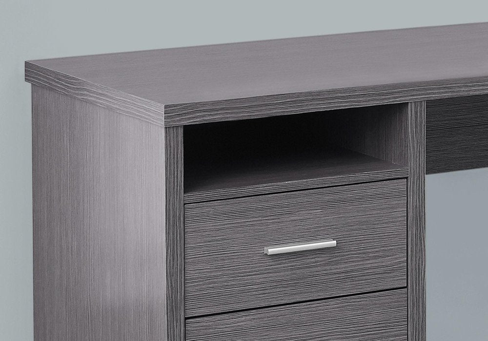 79" Gray and Silver L Shape Computer Desk With Two Drawers HomeRoots