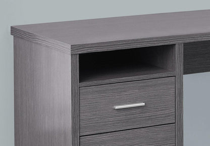 79" Gray and Silver L Shape Computer Desk With Two Drawers HomeRoots