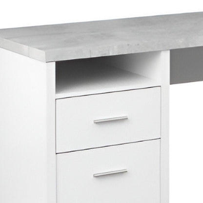79" Gray and Silver L Shape Computer Desk With Two Drawers HomeRoots