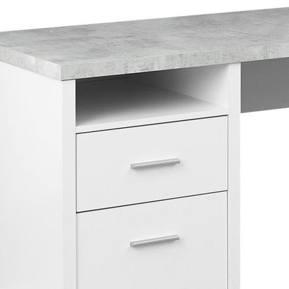 79" Gray and Silver L Shape Computer Desk With Two Drawers HomeRoots