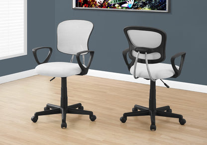White Polyester Seat Swivel Adjustable Task Chair Mesh Back Plastic Frame HomeRoots