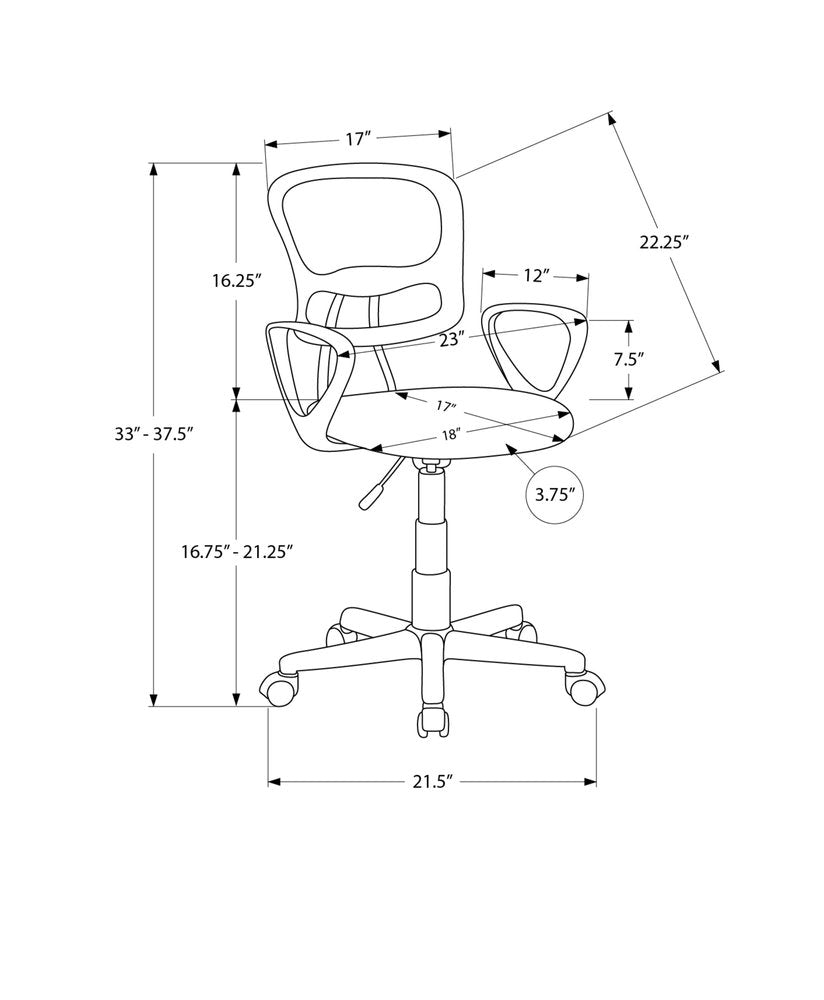 White Polyester Seat Swivel Adjustable Task Chair Mesh Back Plastic Frame HomeRoots