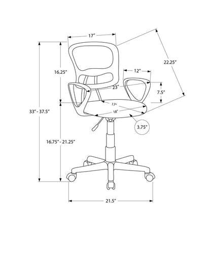 White Polyester Seat Swivel Adjustable Task Chair Mesh Back Plastic Frame HomeRoots