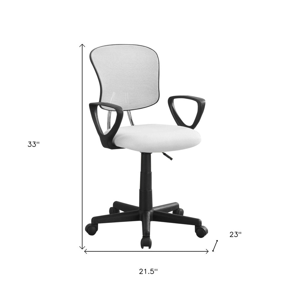 White Polyester Seat Swivel Adjustable Task Chair Mesh Back Plastic Frame HomeRoots