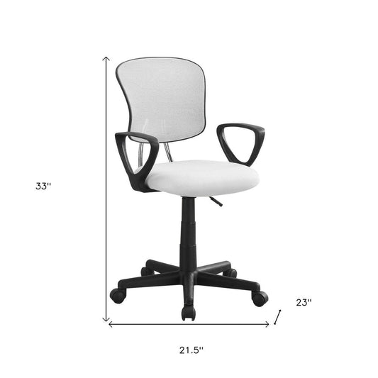 White Polyester Seat Swivel Adjustable Task Chair Mesh Back Plastic Frame HomeRoots