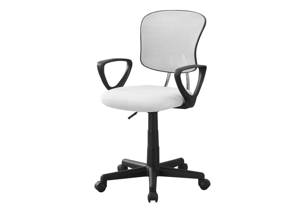 White Polyester Seat Swivel Adjustable Task Chair Mesh Back Plastic Frame HomeRoots