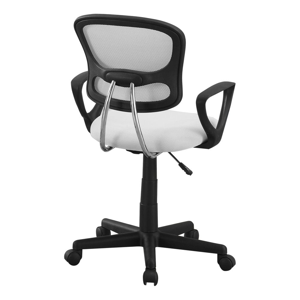 White Polyester Seat Swivel Adjustable Task Chair Mesh Back Plastic Frame HomeRoots
