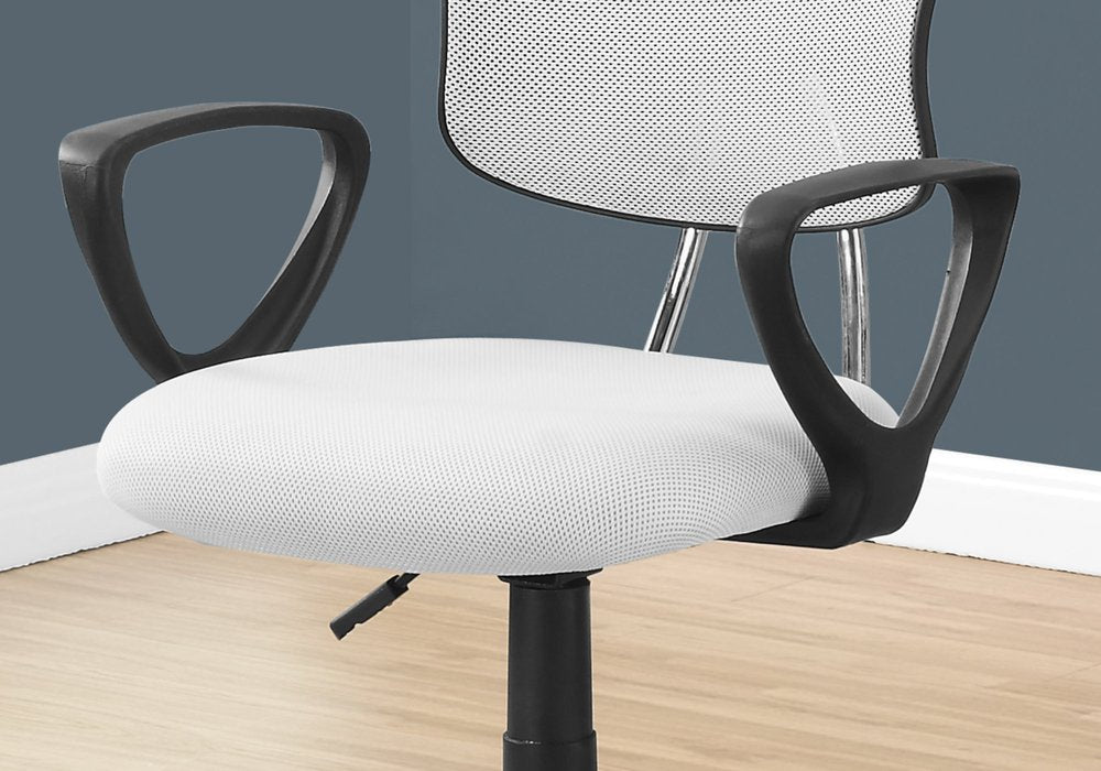 White Polyester Seat Swivel Adjustable Task Chair Mesh Back Plastic Frame HomeRoots