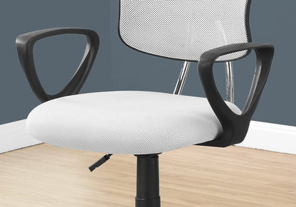 White Polyester Seat Swivel Adjustable Task Chair Mesh Back Plastic Frame HomeRoots