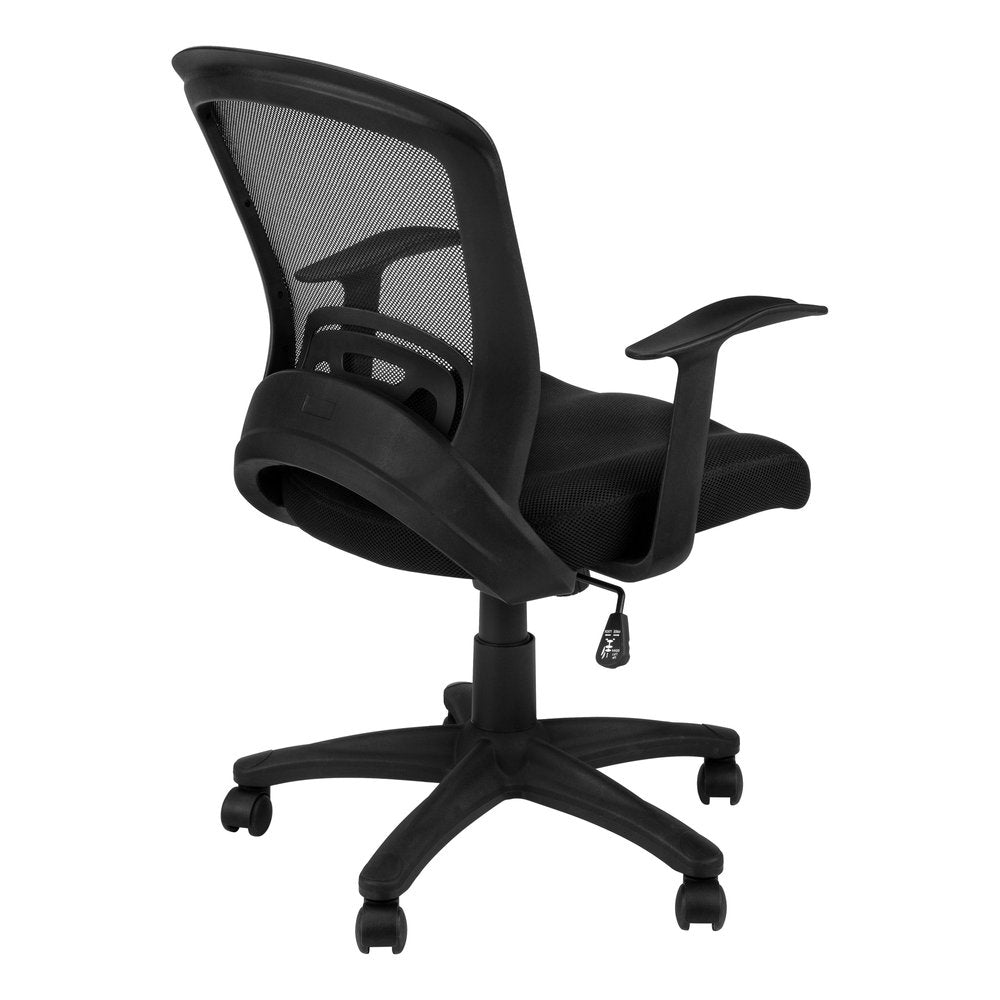 Black Polyester Seat Swivel Adjustable Task Chair Mesh Back Plastic Frame — view 5