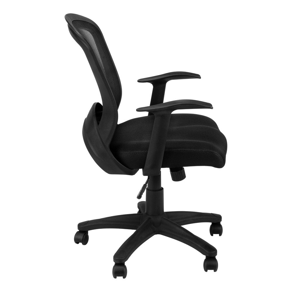 Black Polyester Seat Swivel Adjustable Task Chair Mesh Back Plastic Frame — view 6