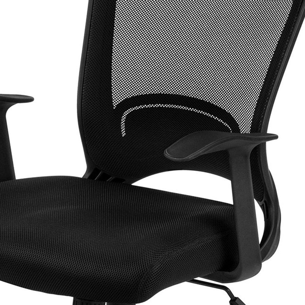 Black Polyester Seat Swivel Adjustable Task Chair Mesh Back Plastic Frame HomeRoots